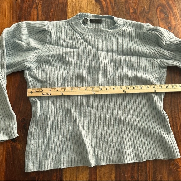 Saks Fifth Avenue Black Label Wool Crew Neck Sweater light blue made in Italy XL - Picture 6 of 6